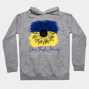 Bloom Through Adversity - Sunflower/Ukrainian Flag (Paint Streak) Hoodie